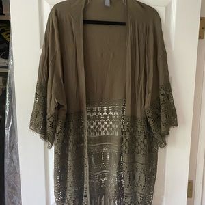 Olive Green Long Cover Up